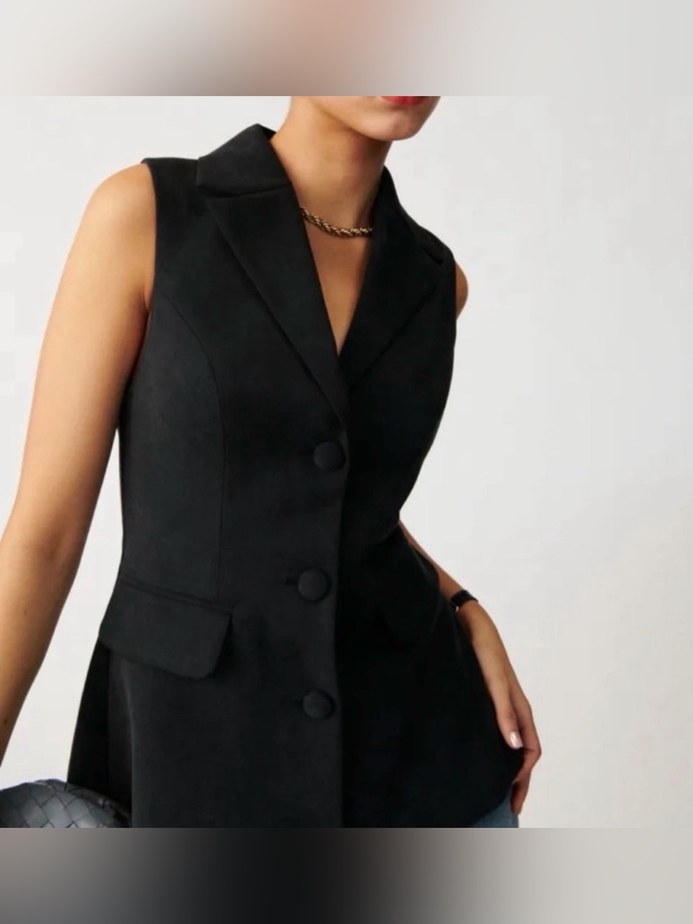 Reformation Black Sleeveless Tailored Blazer Vest
